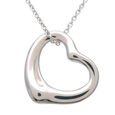 Tiffany & Co Sterling Silver 26mm Open Heart Pendant N.1850