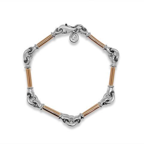 Dban Sterling Silver & 9kt Five Piece Bracelet C.1729
