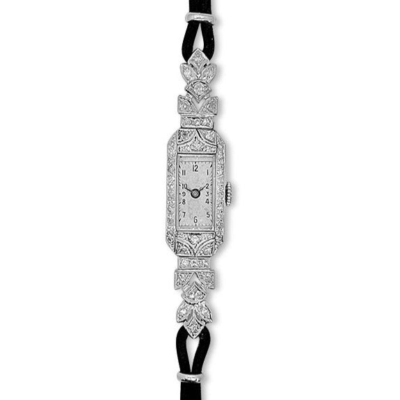 Art Deco Platinum Diamond Ladies Watch P.5641 Imp Jewellery