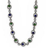 Italian 1970's Sterling Silver & Enamel Necklace N.1795