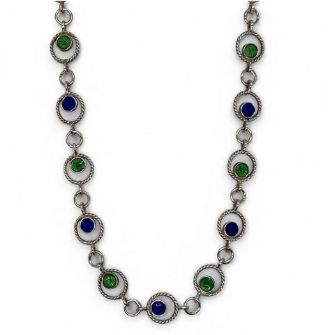Italian 1970's Sterling Silver & Enamel Necklace N.1795