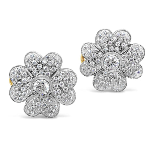 'Lucky Charms' Diamond Set Floral Earrings