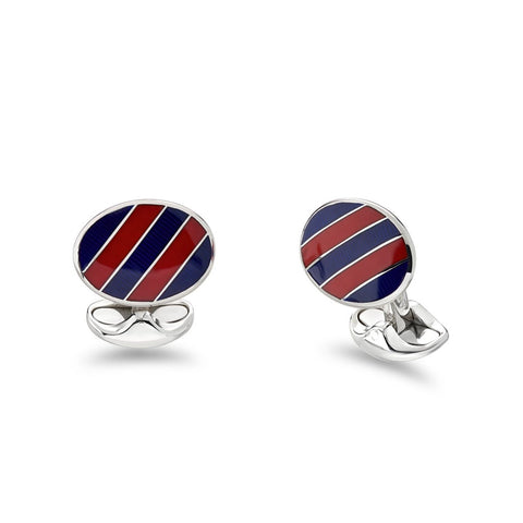 Deakin & Francis Sterling Silver Navy/Burgundy Cufflinks