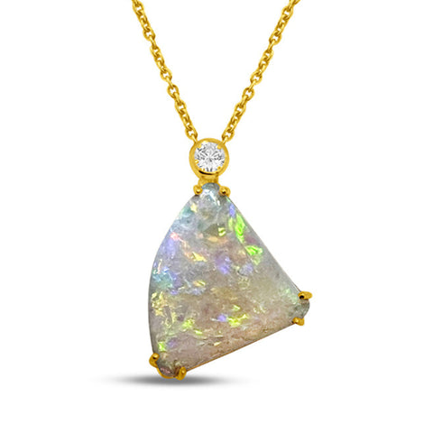 White Opal & Diamond Pendant P.5734