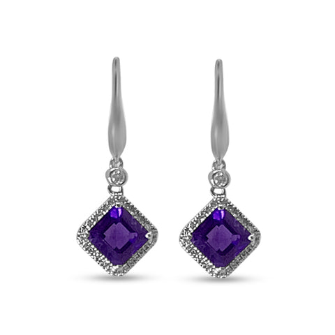 Amethyst & Diamond Drop Earrings P.5640