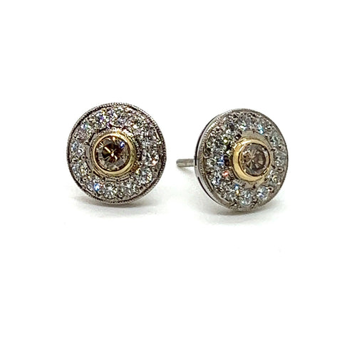 Halo Cognac & White Diamond Earrings P.5618