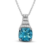 Blue Topaz & Diamond Pendant E.1194