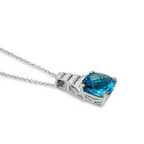 Blue Topaz & Diamond Pendant E.1194