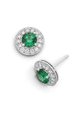 Zambian Emerald & Diamond Halo Earrings I.2032