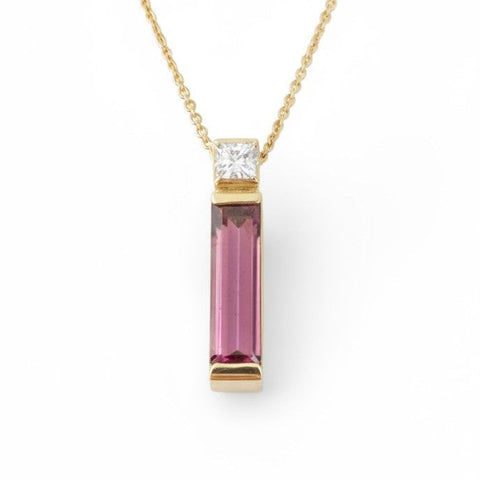 Pink Tourmaline & Diamond Pendant E.1204