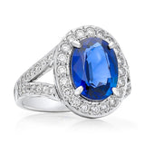 5.06ct Ceylon Sapphire & Diamond 'Halo' Ring O.4184