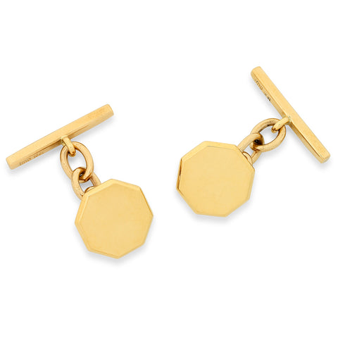 'Eton' Octagonal Handmade 18kt Gold Cufflinks