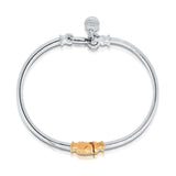 hinged sterling silver bangle bracelet with 9ct yellow gold accent, Dban