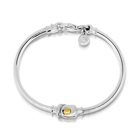 two piece Dban hinged bangle bracelet with 9ct yellow gold accent