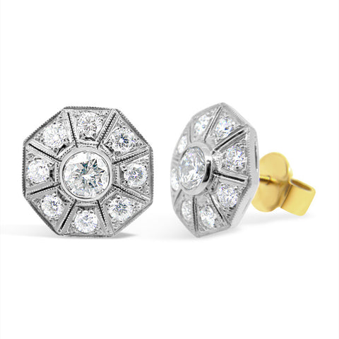 'Gatsby - Octagonal' Art Deco Style Diamond Earrings  WPE01