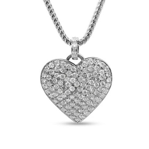 White gold store open heart necklace