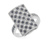 Black & White Diamond 'Gatsby-Chess' Ring O.4173