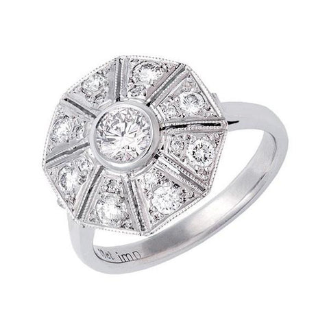 Octagonal Art Deco style diamond ring   WPR04