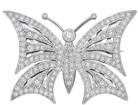 Art Deco Style Diamond Butterfly Brooch J.2306