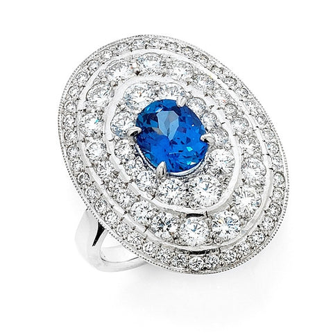 'Gatsby Coco' Art Deco Style Sapphire and Diamond Ring O.3989