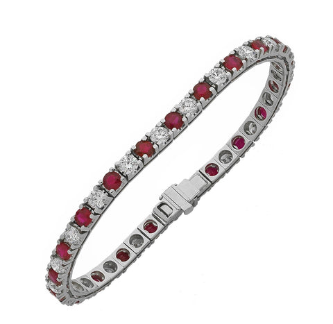 Ruby & Diamond Line Bracelet C.1536