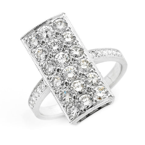 'Rectangular Pave' Art Deco Style Diamond Ring   WPR72