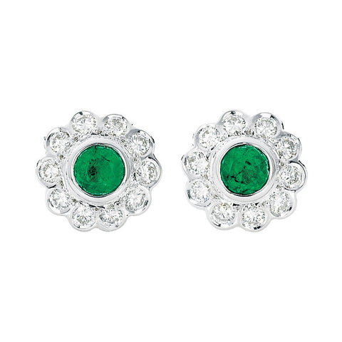 Emerald and diamond stud earrings   WPE05