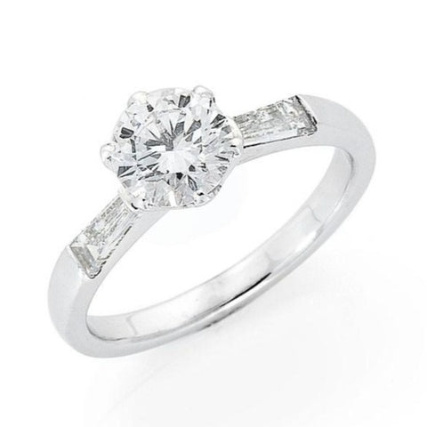 diamond engagement ring with tappered baguette shoulders, handmade to order jewellery Melbourne