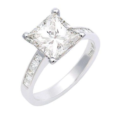 princess cut diamond engagement ring with channel set princess cut diamond shoulders