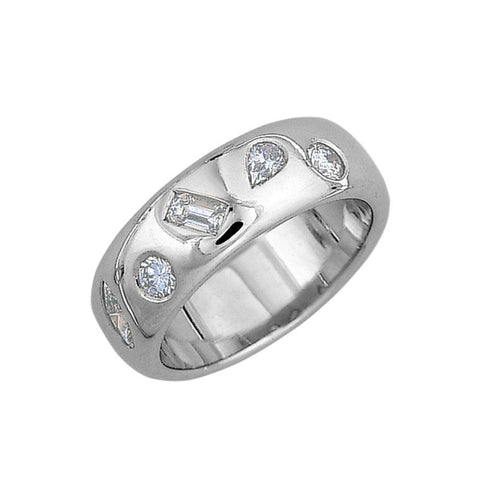 various shape diamonds flush set in 18ct white gold, made to order jewellery Melbourne