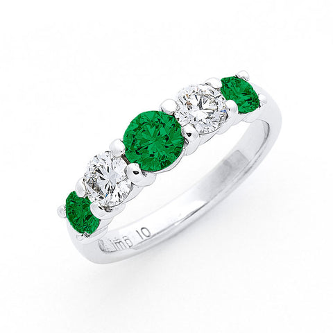 five across emerald and diamond ring