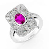 pink sapphire and diamond dress ring, bespoke jewellery Melbourne