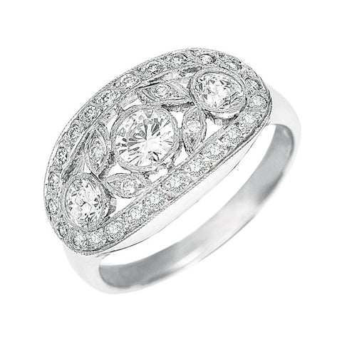 diamond dress ring, across the finger, open design