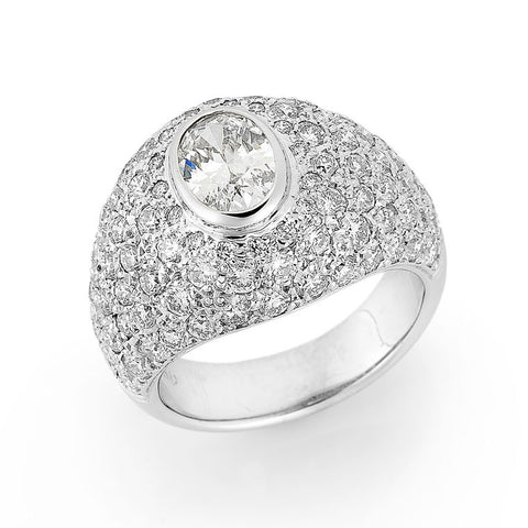 pave set diamond bombe ring, bespoke jewellery Melbourne