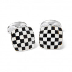 Deakin & Francis Sterling Silver Enamel Checkerboard Cufflinks